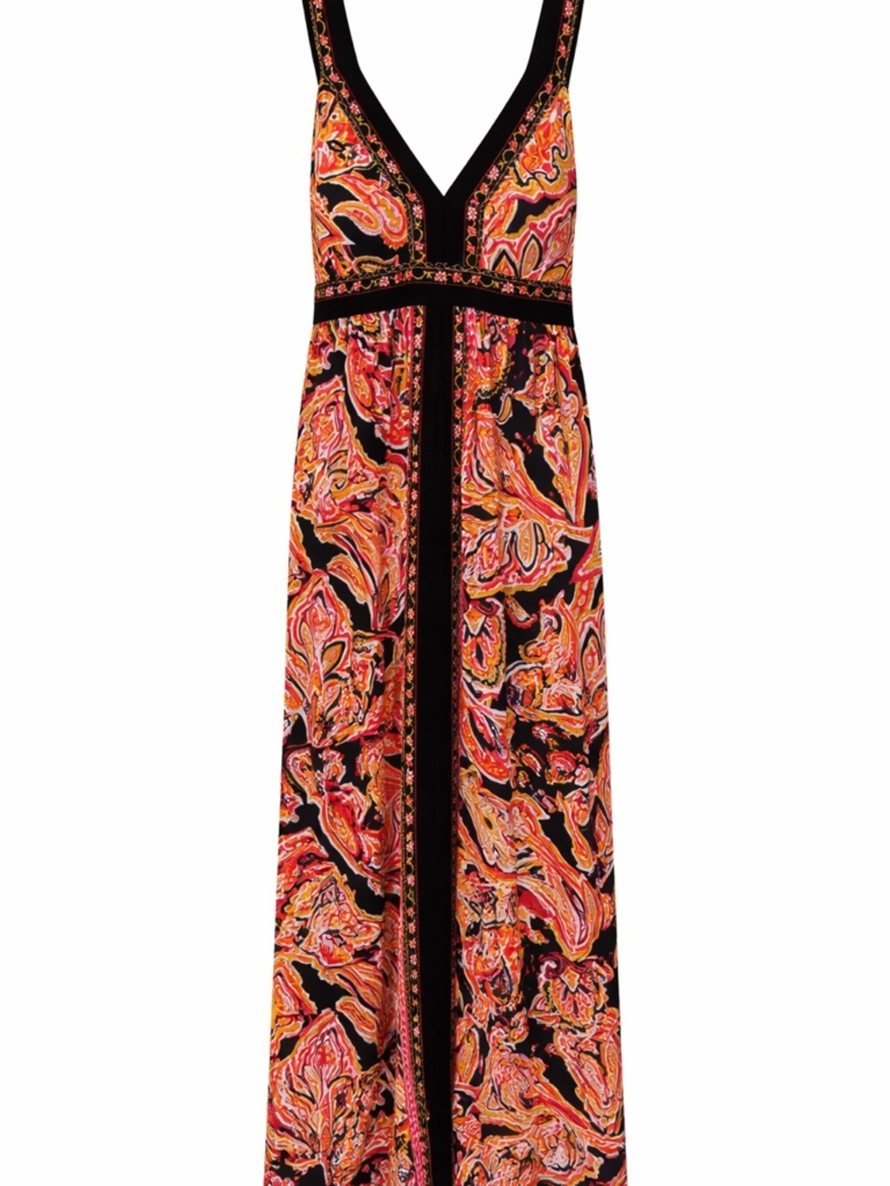 INC Petite Paisley Maxi Dress P/M Boho V-Neck Empire Waist Colorful Summer